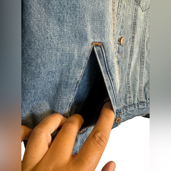 Forever 21 Jean Jacket Faux Fur Boys Large - Picture 7 of 14